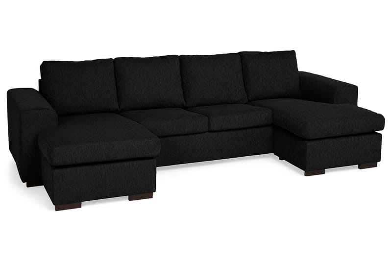 DubbelDivansofa Alter 4-seter - Svart - 4 seters sofa med divan - Sofaer med sjeselong