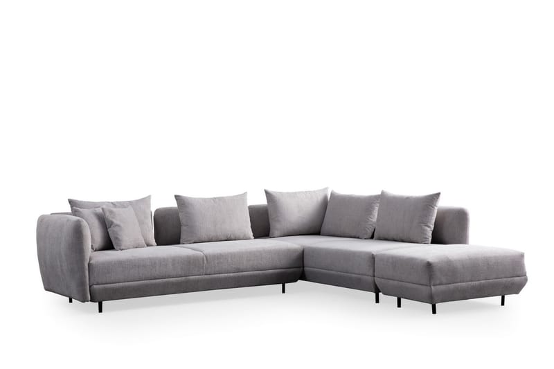 4-seters Sofa med Divan Floransa - Lysegrå - Møbler - Sofaer - Sofaer med sjeselong - 4 seters sofa med divan