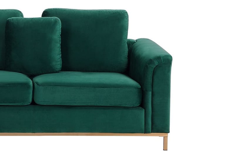 Hjørnesofa Sharmon Høyre + Fotskammel - Grønn/Fløyel - Møbler - Sofaer - Sofaer med sjeselong - 4 seters sofa med divan