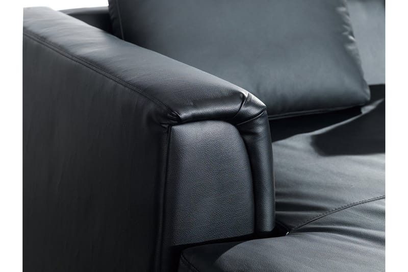 Hjørnesofa Sharmon Høyre + Fotskammel - Svart/Lær - Møbler - Sofaer - Sofaer med sjeselong - 4 seters sofa med divan Hjørnesofa Sharmon Høyre + Fotskammel - Svart/Lær - Møbler - Sofaer - Sofaer med sjeselong - 4 seters sofa med divan