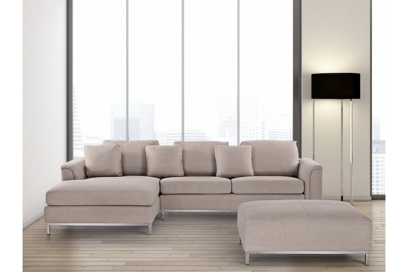 Hjørnesofa Sharmon Høyre - Beige - Møbler - Sofaer - Sofaer med sjeselong - 4 seters sofa med divan