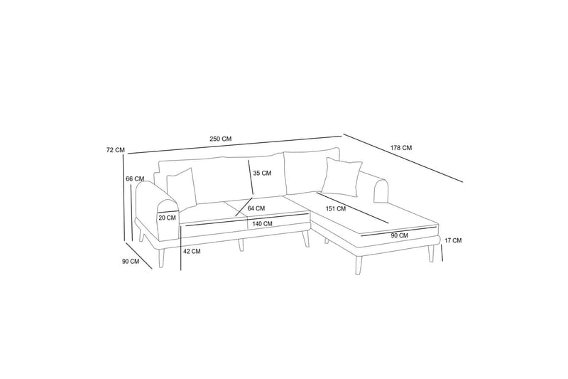 4-seters Sofa med Divan Khambalia - Grå - Møbler - Sofaer - Sofaer med sjeselong - 4 seters sofa med divan