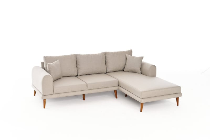 4-seters Sofa med Divan Khambalia - Krem - Møbler - Sofaer - Sofaer med sjeselong - 4 seters sofa med divan