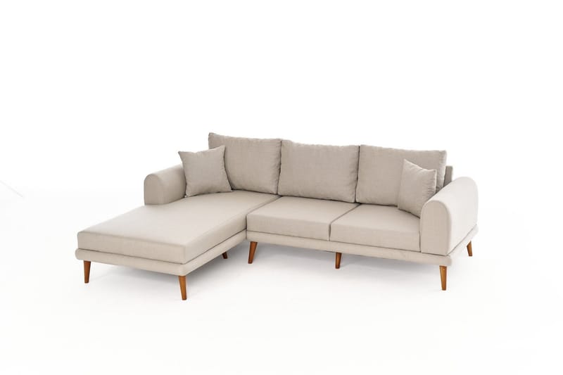 4-seters Sofa med Divan Khambalia - Krem - Møbler - Sofaer - Sofaer med sjeselong - 4 seters sofa med divan