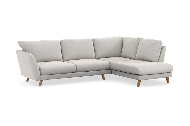 Sjeselongsofa Colt Lyx Høyre - Hvit Fløyel - 4 seters sofa med divan - Sofaer med sjeselong