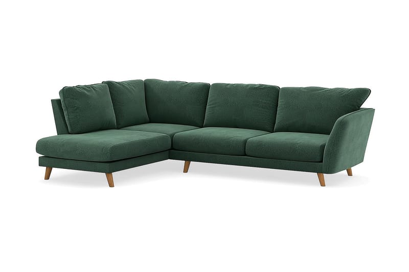 Sjeselongsofa Colt Lyx Venstre - Grønn Fløyel - Møbler - Sofaer - Sofaer med sjeselong - 4 seters sofa med divan