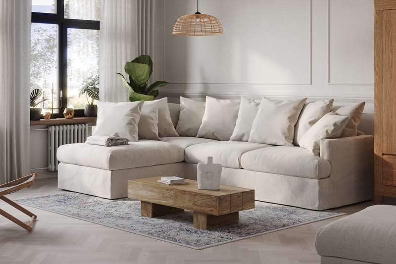 Sofa med Sjeselong Menard Venstre - Beige - Møbler - Sofaer - Sofaer med sjeselong - 4 seters sofa med divan