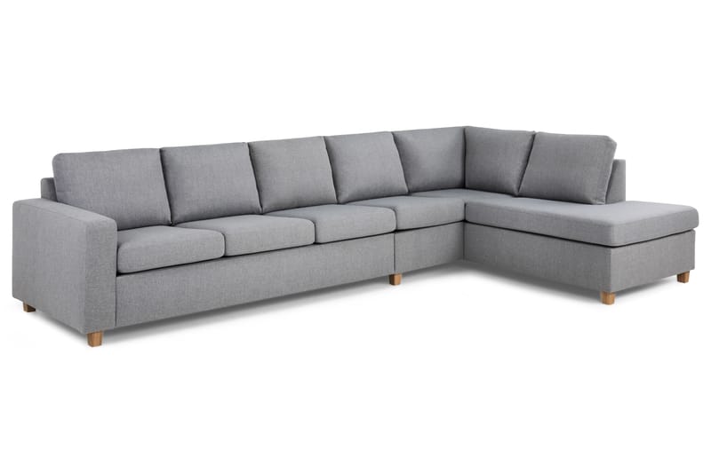 Sofa Nevada 4-seter med Sjeselong Høyre - Lysgrå - Møbler - Sofaer - Sofaer med sjeselong - 4 seters sofa med divan