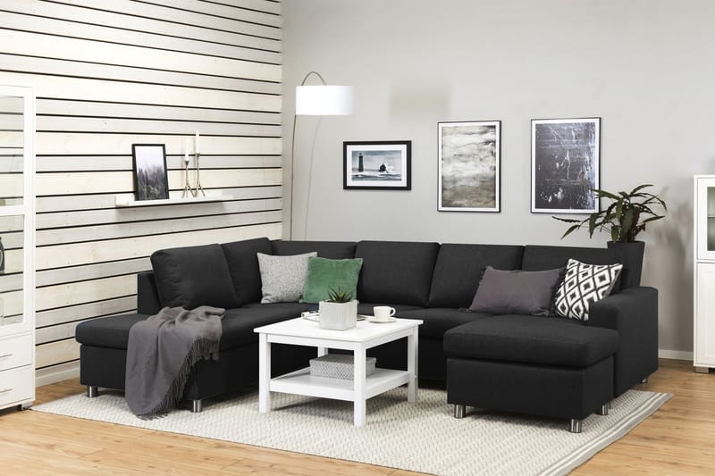 U-sofa Nevada Large Divan Høyre - Antrasitt - Møbler - Sofaer - Sofaer med sjeselong - 4 seters sofa med divan