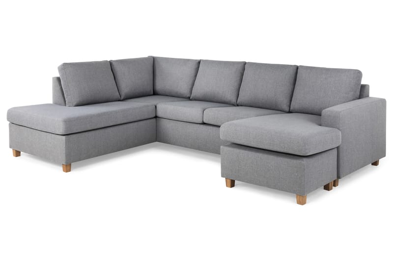 U-sofa Nevada Large Divan Høyre - Lysgrå - Møbler - Sofaer - Sofaer med sjeselong - 4 seters sofa med divan