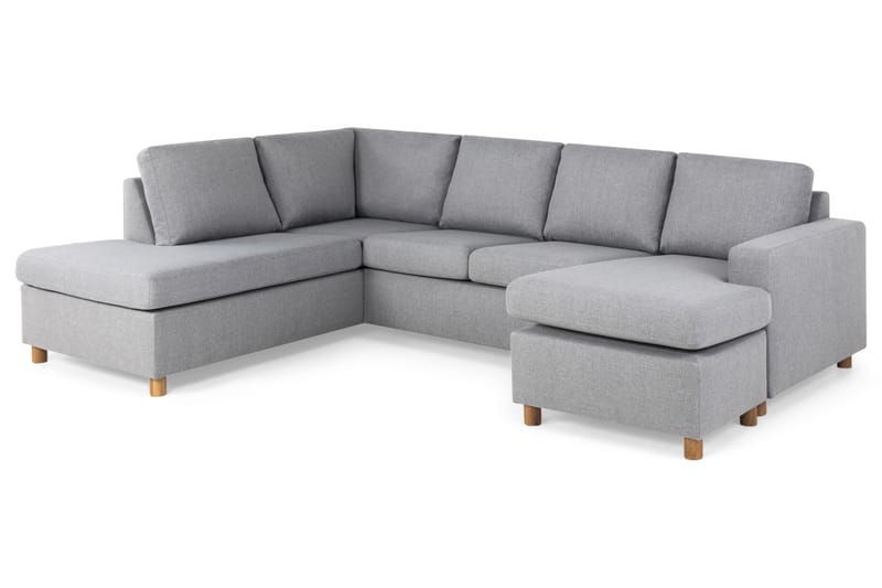 U-sofa Nevada Large Divan Høyre - Lysgrå - Møbler - Sofaer - Sofaer med sjeselong - 4 seters sofa med divan