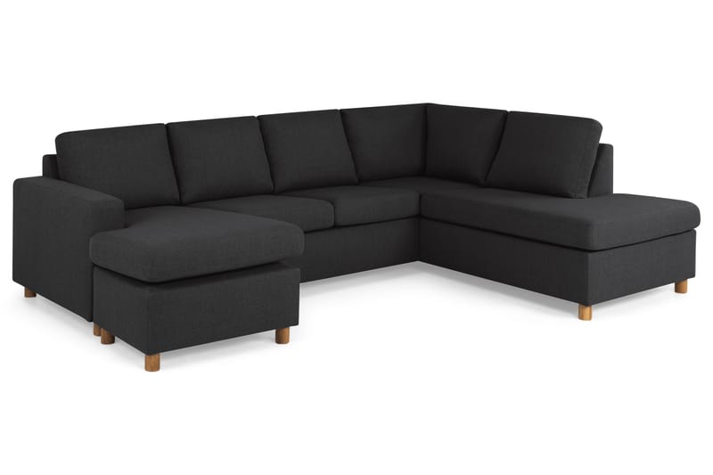 U-sofa Nevada Large Divan Venstre - Antrasitt - Møbler - Sofaer - Sofaer med sjeselong - 4 seters sofa med divan