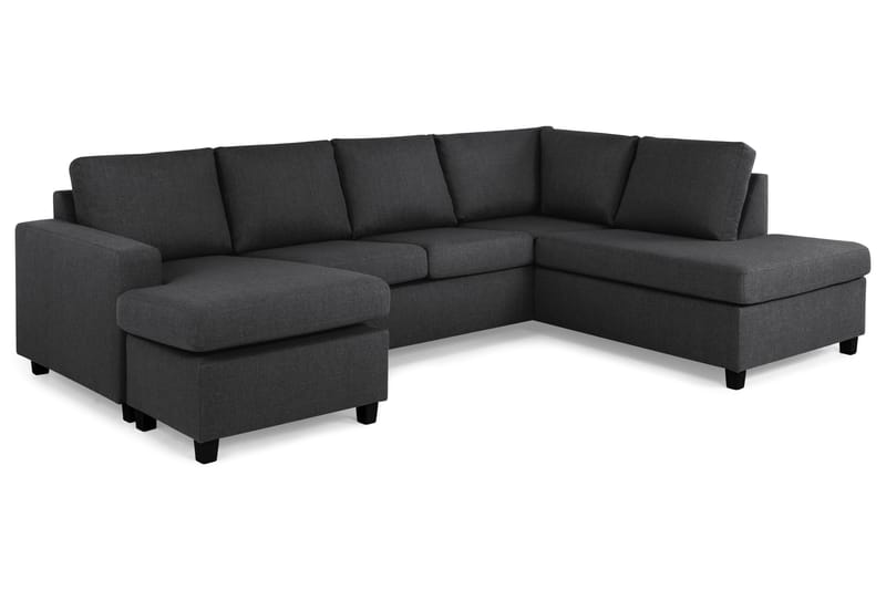 U-sofa Nevada Large Divan Venstre - Mørkgrå - 2 seters sofa med divan - 4 seters sofa med divan - Fløyelssofaer - Skinnsofaer - 3 seters sofa med divan - U-sofa