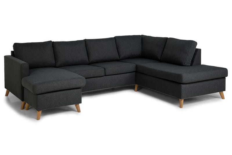 U-sofa Yen Large med Divan Venstre - Mørkgrå - Møbler - Sofaer - Sofaer med sjeselong - 4 seters sofa med divan