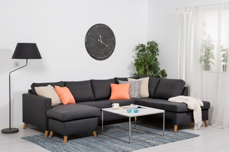 U-sofa Yen Large med Divan Venstre - Mørkgrå - Møbler - Sofaer - Sofaer med sjeselong - 4 seters sofa med divan