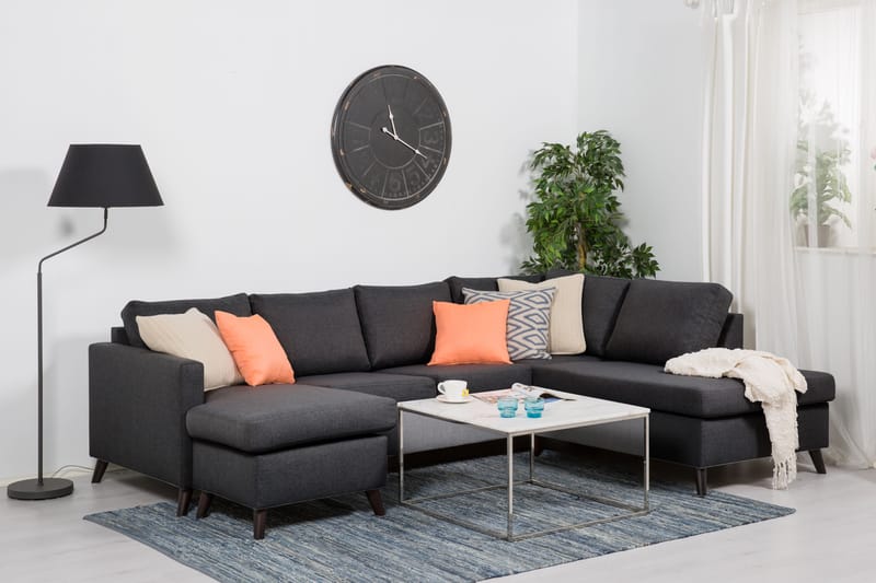 U-sofa Yen Large med Divan Venstre - Mørkgrå - Møbler - Sofaer - Sofaer med sjeselong - 4 seters sofa med divan