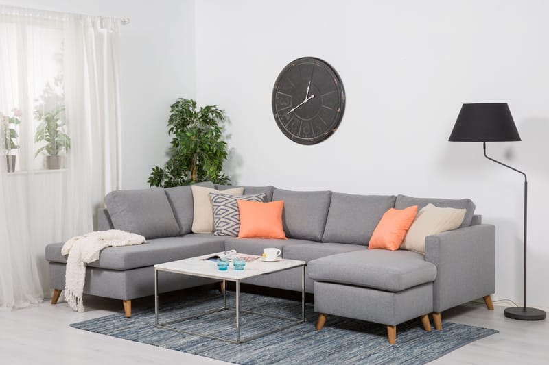 U-sofa Yen med Divan Høyre - Lysgrå - Møbler - Sofaer - Sofaer med sjeselong - 4 seters sofa med divan