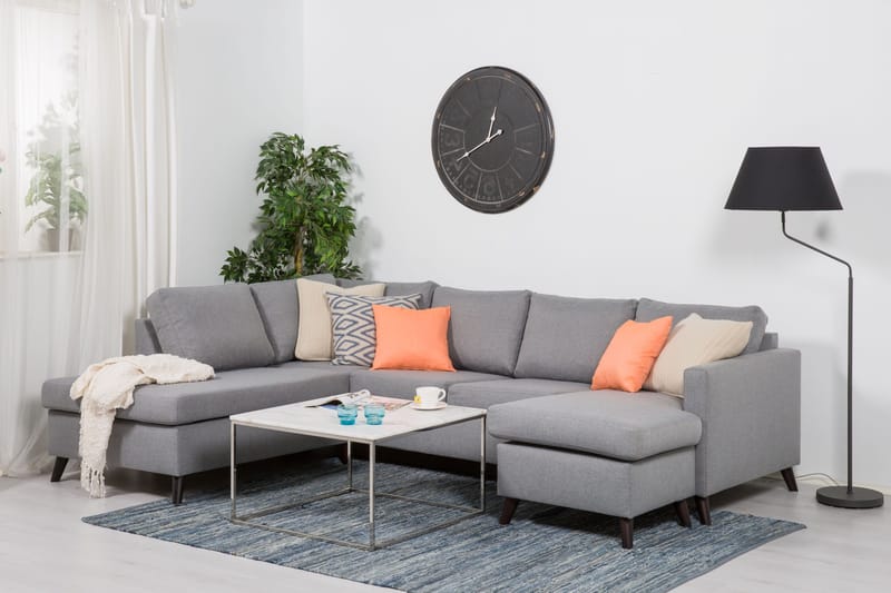 U-sofa Yen med Divan Høyre - Lysgrå - Møbler - Sofaer - Sofaer med sjeselong - 4 seters sofa med divan