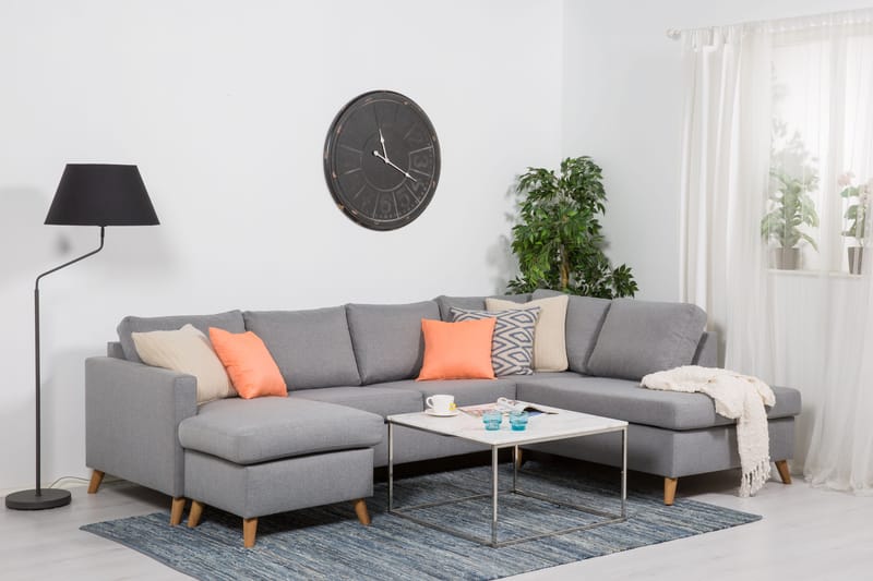 U-sofa Yen med Divan Venstre - Lysgrå - Møbler - Sofaer - Sofaer med sjeselong - 4 seters sofa med divan