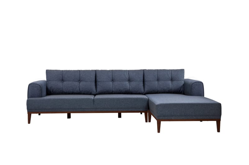 4-seters Sofa med Divan Vinadi - Mørkeblå - Møbler - Sofaer - Sofaer med sjeselong - 4 seters sofa med divan