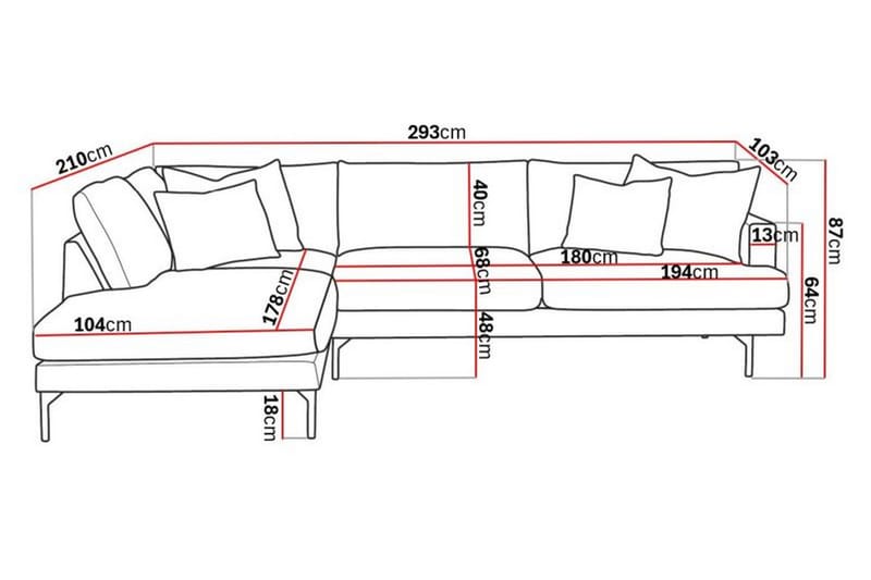 4-seters Sofa med Sjeselong Armunia Venstre - Grå - Møbler - Sofaer - Sofaer med sjeselong - 4 seters sofa med divan