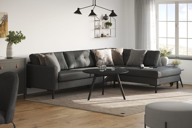 4-seters Sofa med Sjeselong Høyre Frillestad - Mørkegrå - Møbler - Sofaer - Sofaer med sjeselong - 4 seters sofa med divan