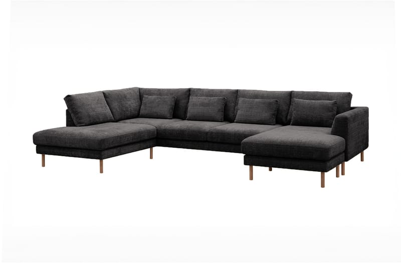 4-seters U-Sofa Florenz med Divan Høyre - Grå - Møbler - Sofaer - Sofaer med sjeselong - 4 seters sofa med divan