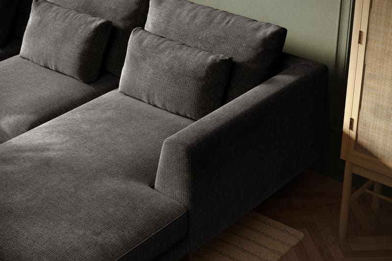 4-seters U-Sofa Florenz med Divan Høyre - Grå - Møbler - Sofaer - Sofaer med sjeselong - 4 seters sofa med divan