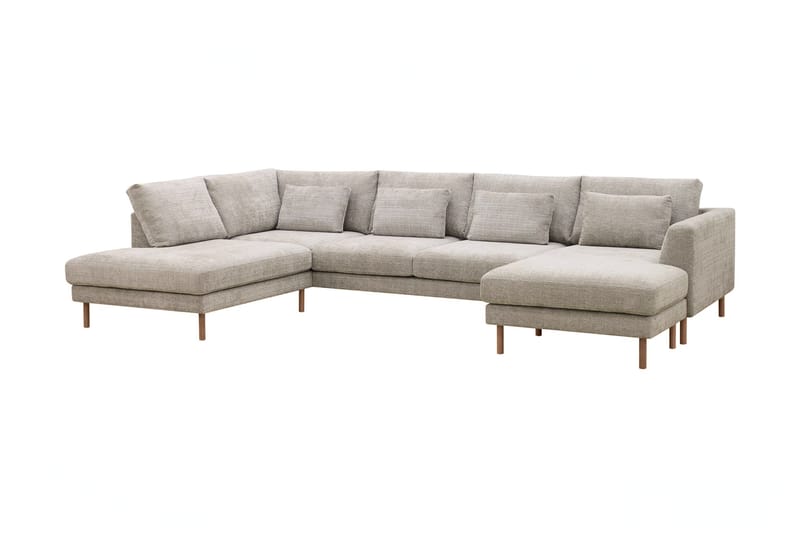 4-seters U-Sofa Florenz med Divan Høyre - Grå/Beige - Møbler - Sofaer - Sofaer med sjeselong - 4 seters sofa med divan