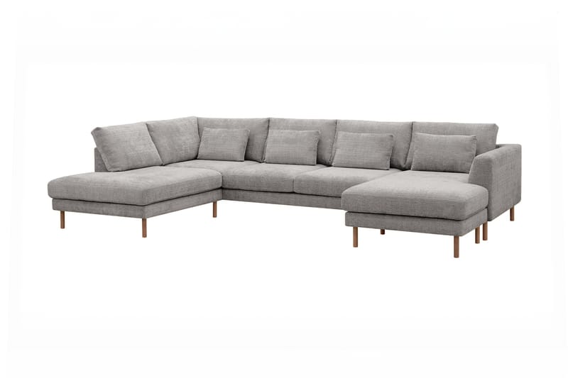 4-seters U-Sofa Florenz med Divan Høyre - Lysegrå - Møbler - Sofaer - Sofaer med sjeselong - 4 seters sofa med divan