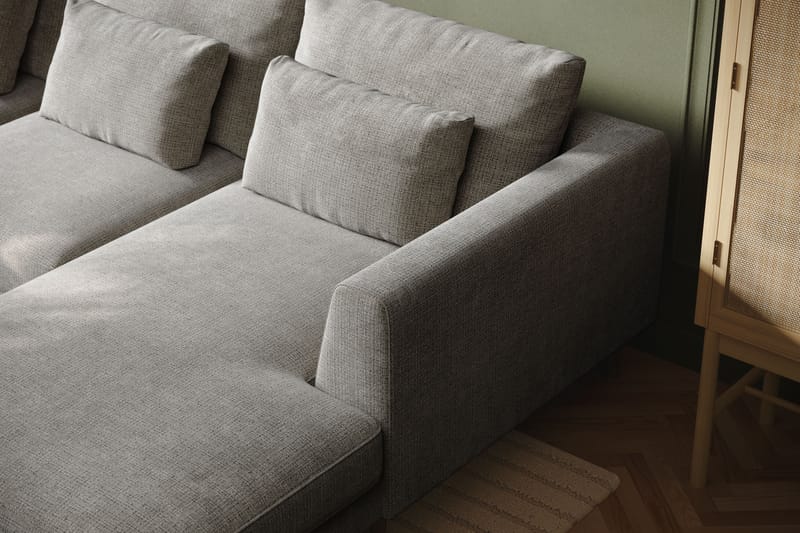 4-seters U-Sofa Florenz med Divan Høyre - Lysegrå - Møbler - Sofaer - Sofaer med sjeselong - 4 seters sofa med divan