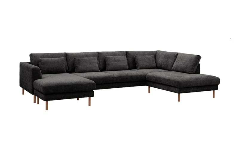 4-seters U-Sofa Florenz med Divan Venstre - Grå - Møbler - Sofaer - Sofaer med sjeselong - 4 seters sofa med divan