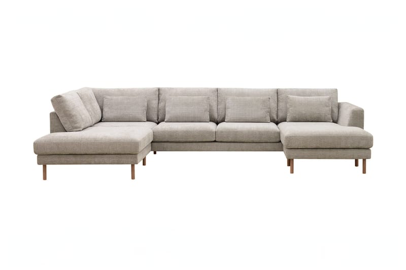 4-seters U-Sofa Florenz med Divan Venstre - Grå/Beige - Møbler - Sofaer - Sofaer med sjeselong - 4 seters sofa med divan