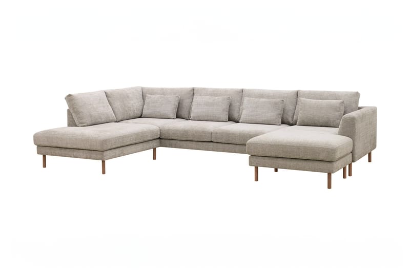 4-seters U-Sofa Florenz med Divan Venstre - Grå/Beige - Møbler - Sofaer - Sofaer med sjeselong - 4 seters sofa med divan