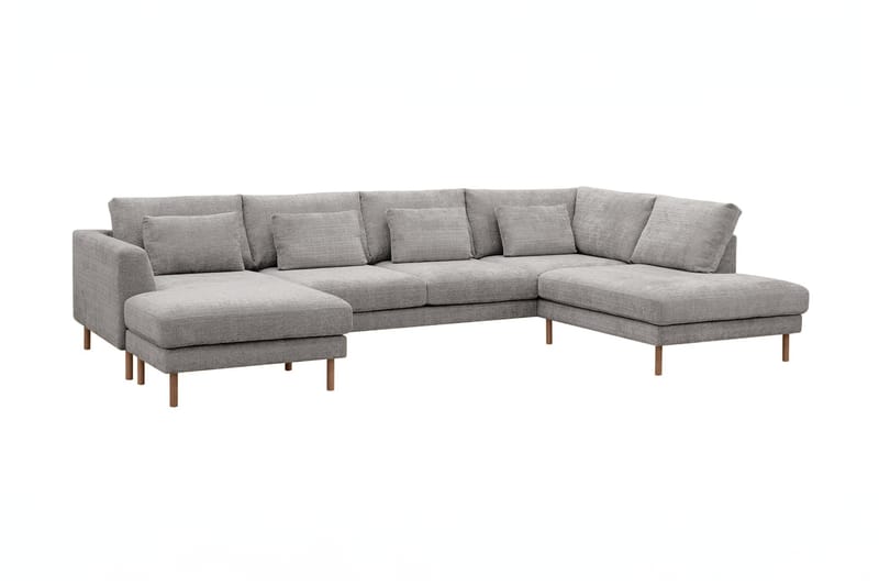 4-seters U-Sofa Florenz med Divan Venstre - Lysegrå - Møbler - Sofaer - Sofaer med sjeselong - 4 seters sofa med divan