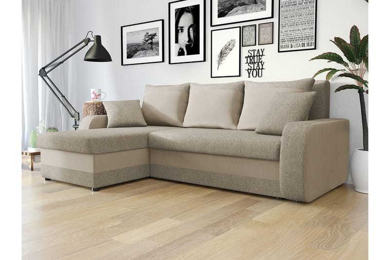 Alvared Sofa med Sjeselong 3-seter - Beige - Møbler - Sofaer - Sofaer med sjeselong - 3 seters sofa med divan