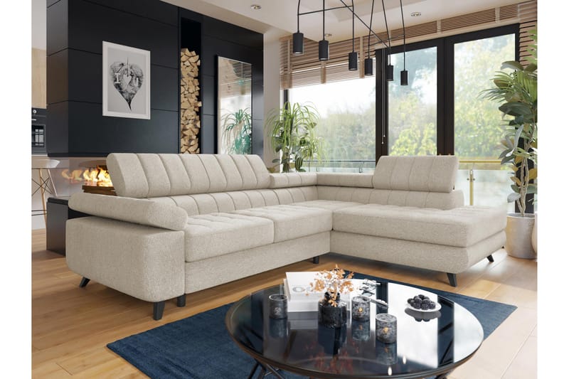 Amshyttan Sofa med Sjeselong 3-seter - Beige - Møbler - Sofaer - Sofaer med sjeselong - 3 seters sofa med divan