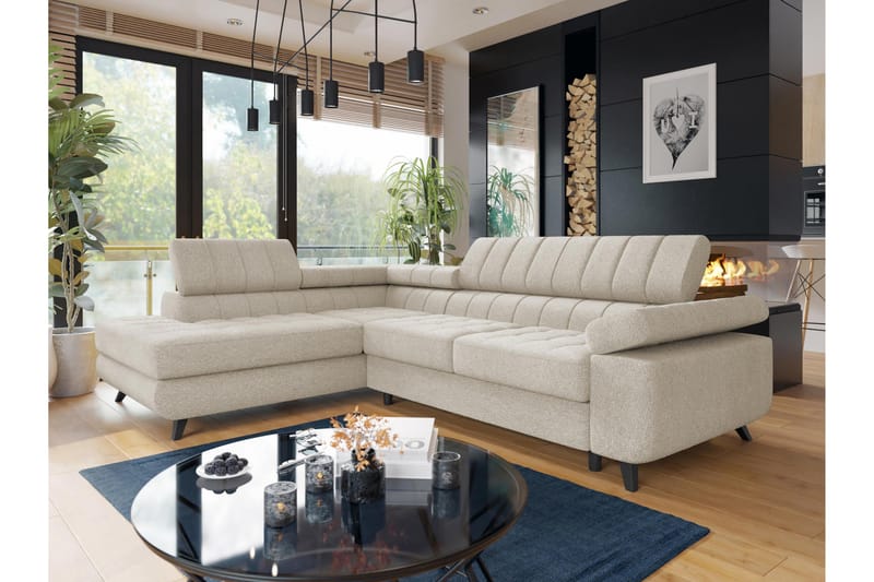 Amshyttan Sofa med Sjeselong 3-seter - Beige - Møbler - Sofaer - Sofaer med sjeselong - 3 seters sofa med divan