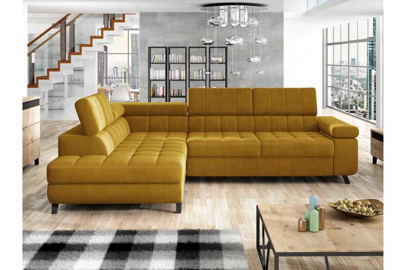 Amshyttan Sofa med Sjeselong 3-seter - Gul - Møbler - Sofaer - Sofaer med sjeselong - 3 seters sofa med divan