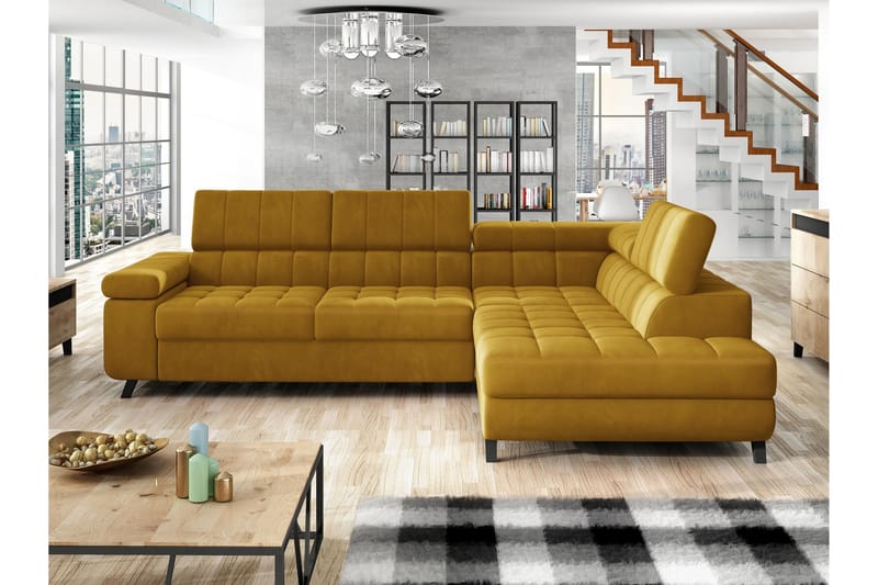 Amshyttan Sofa med Sjeselong 3-seter - Gul - Møbler - Sofaer - Sofaer med sjeselong - 3 seters sofa med divan