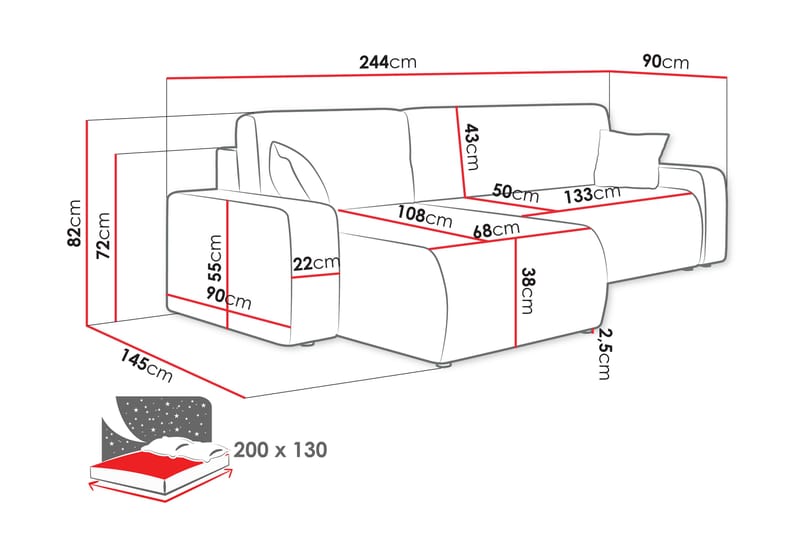 Barile Sofa med Divan 3-seter - Blå - Møbler - Sofaer - Sofaer med sjeselong - 3 seters sofa med divan