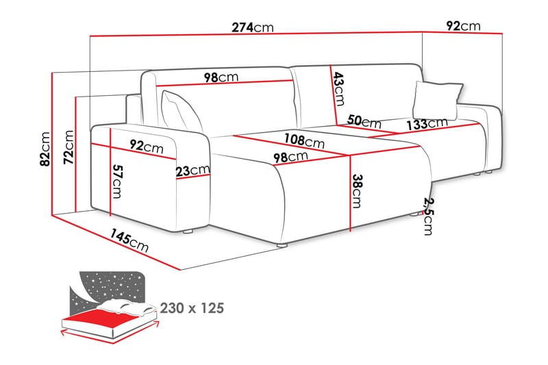 Barile Sofa med Divan 3-seter - Blå - Møbler - Sofaer - Sofaer med sjeselong - 3 seters sofa med divan