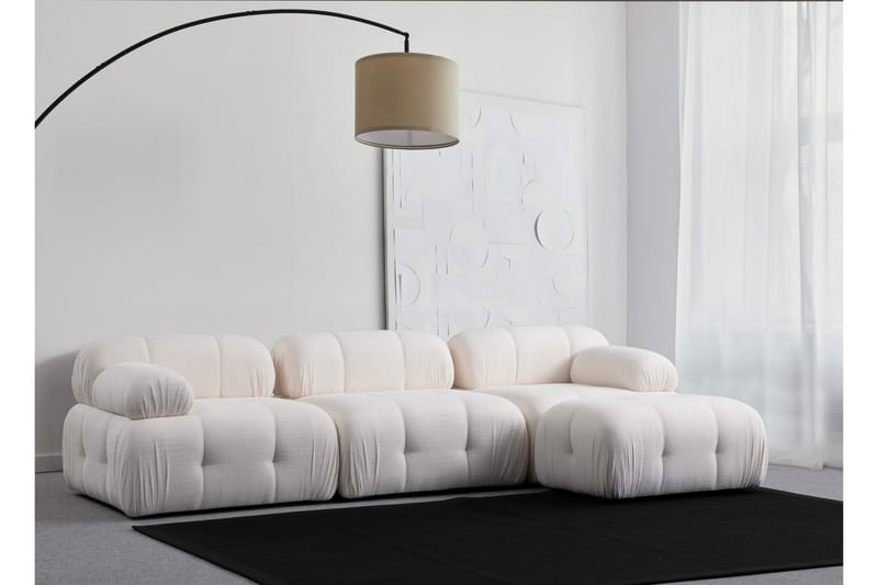 Bengul Sofa med Sjeselong 3-seter - Hvit - Møbler - Sofaer - Sofaer med sjeselong - 3 seters sofa med divan