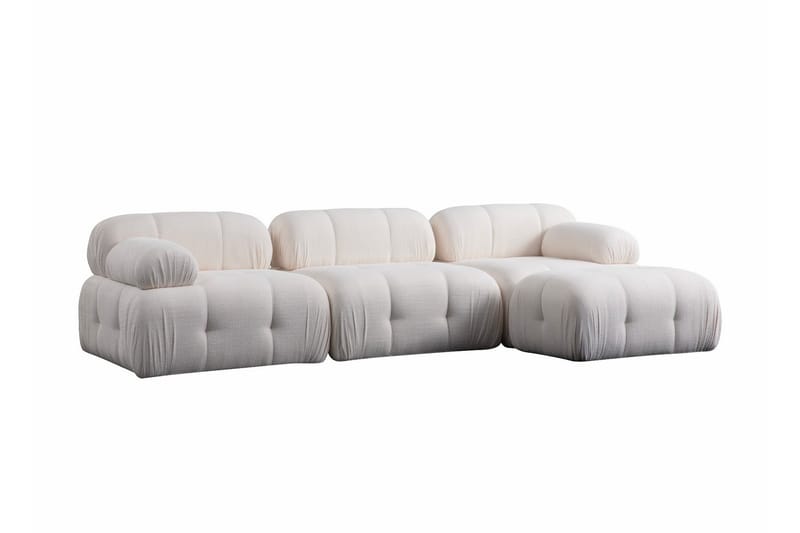 Bengul Sofa med Sjeselong 3-seter - Hvit - Møbler - Sofaer - Sofaer med sjeselong - 3 seters sofa med divan