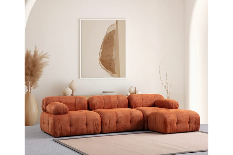 Bengul Sofa med Sjeselong 3-seter - Oransje - Møbler - Sofaer - Sofaer med sjeselong - 3 seters sofa med divan