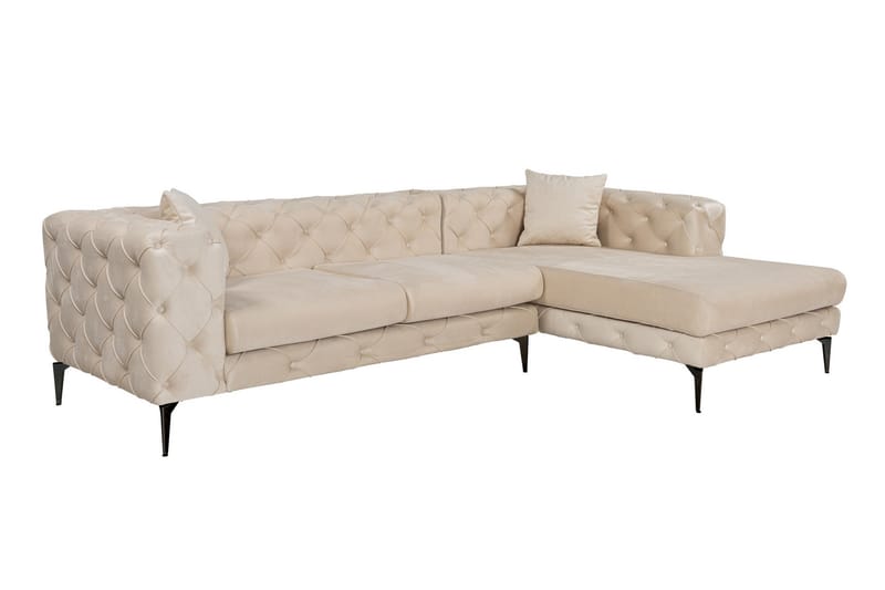 Canunda 3-seters Sofa med Høyre Sjeselong - Beige - Møbler - Sofaer - Sofaer med sjeselong - 3 seters sofa med divan