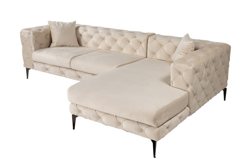 Canunda 3-seters Sofa med Høyre Sjeselong - Beige - Møbler - Sofaer - Sofaer med sjeselong - 3 seters sofa med divan