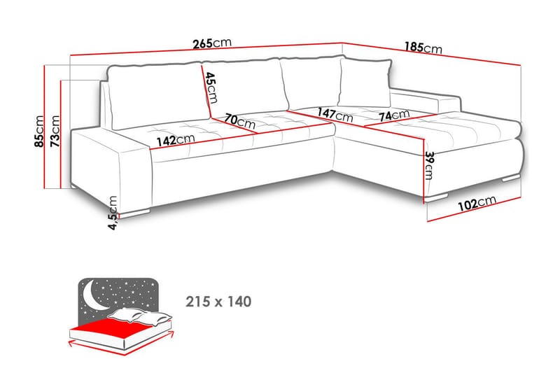 Cerys Sofa med Divan 3-seter - Beige - Møbler - Sofaer - Sofaer med sjeselong - 3 seters sofa med divan