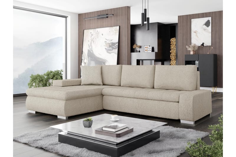 Cerys Sofa med Divan 3-seter - Beige - Møbler - Sofaer - Sofaer med sjeselong - 3 seters sofa med divan