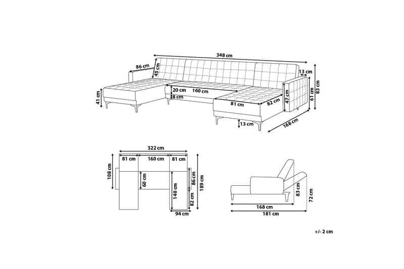 Divansofa Aberdeen 348 cm - Rosa - Møbler - Sofaer - Sofaer med sjeselong